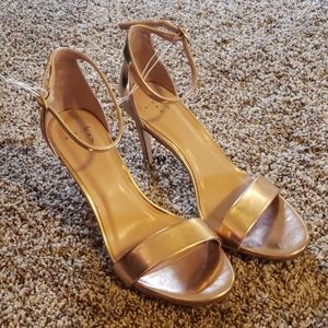 Rose gold strappy heels